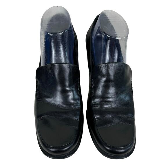 Franko Sarto Black Leather Nolan Tailored Heeled Slip On Loafers Y2K Size 8.5 - Picture 2 of 6